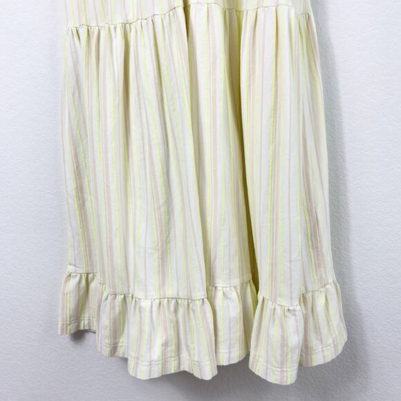 ANTHROPOLOGIE STRIPED TIERED MAXI NEUTRALS NEON GREEN WOME DRESS SIZE SMALL - Picture 8 of 11